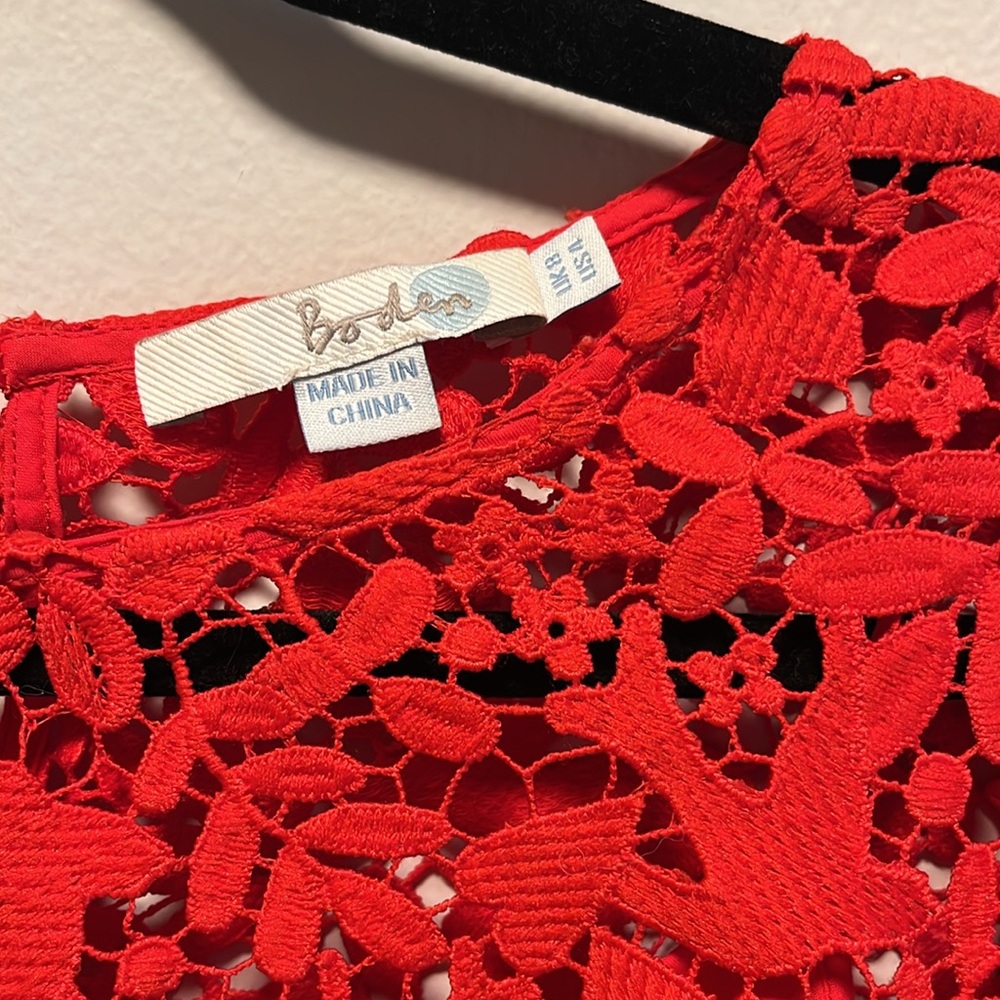 BODEN Red Heart Dove Brittany Lace Top Blouse, Red, Size 4 - Picture 5 of 12